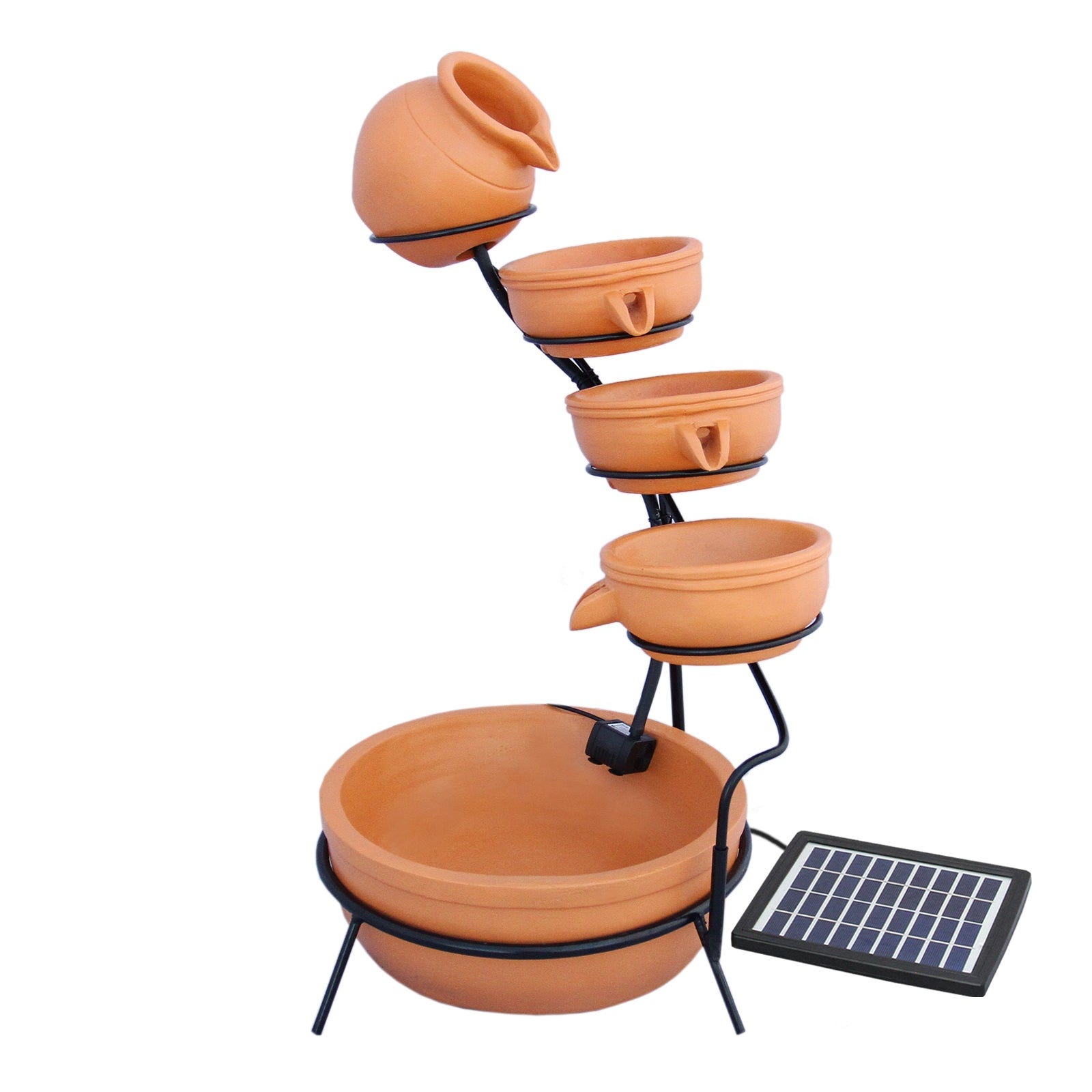 Teamson Home Fontaine Cascade Solaire 4 Niveaux Terracotta Extérieur