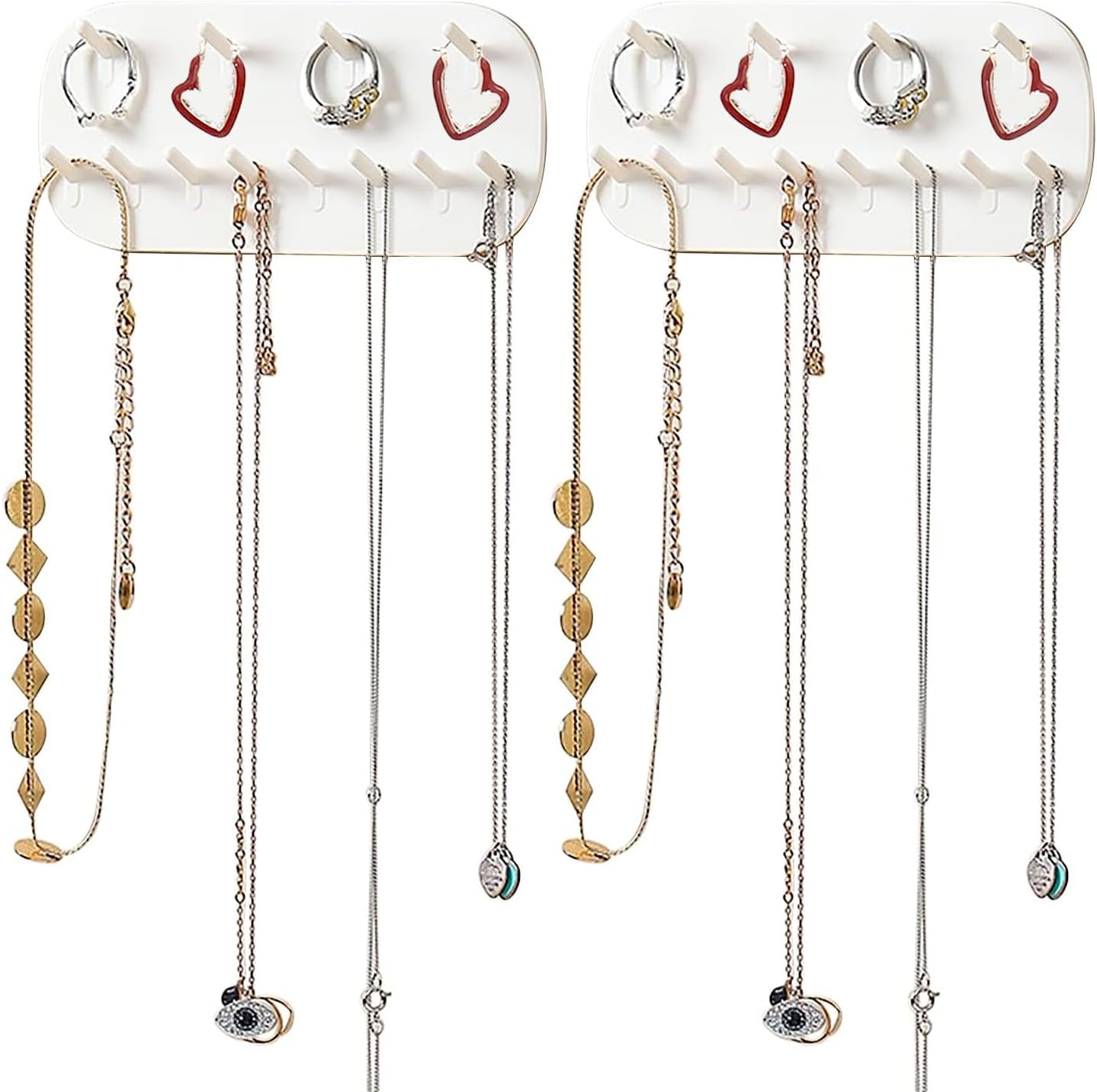 Set di 2 organizer da parete per collane e gioielli, gancio e piolo adesivi da parete, portagioie sospeso per collane, anelli e braccialetti | Leroy Merlin
