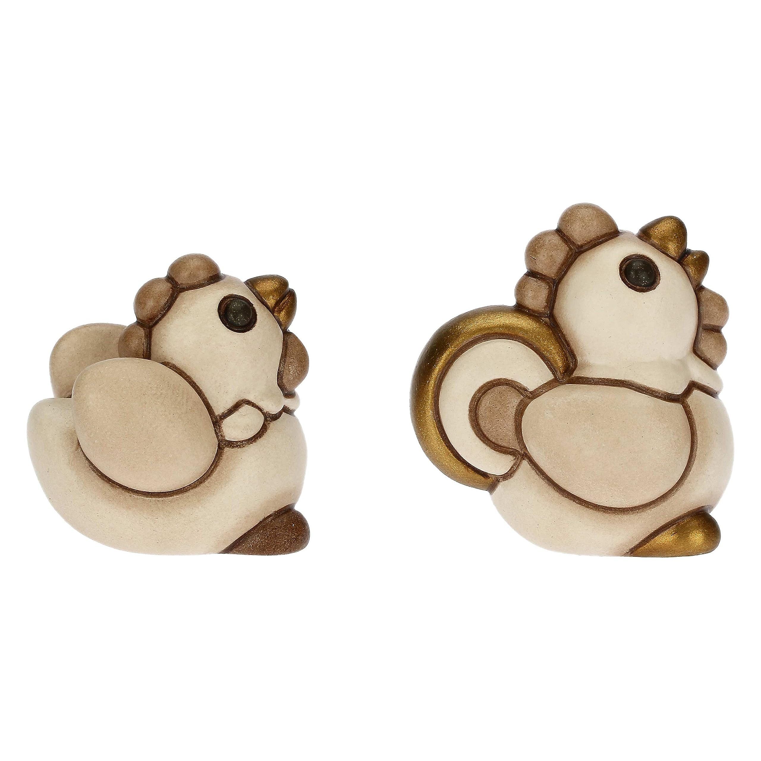 THUN - Set Gallo e Gallina in Ceramica Decorata a Mano, Linea Presepe Classico, Decorazioni Natale Casa, Gallo 3.2x2.4x3.5, Gallina 3x2.4x3 cm h - 4