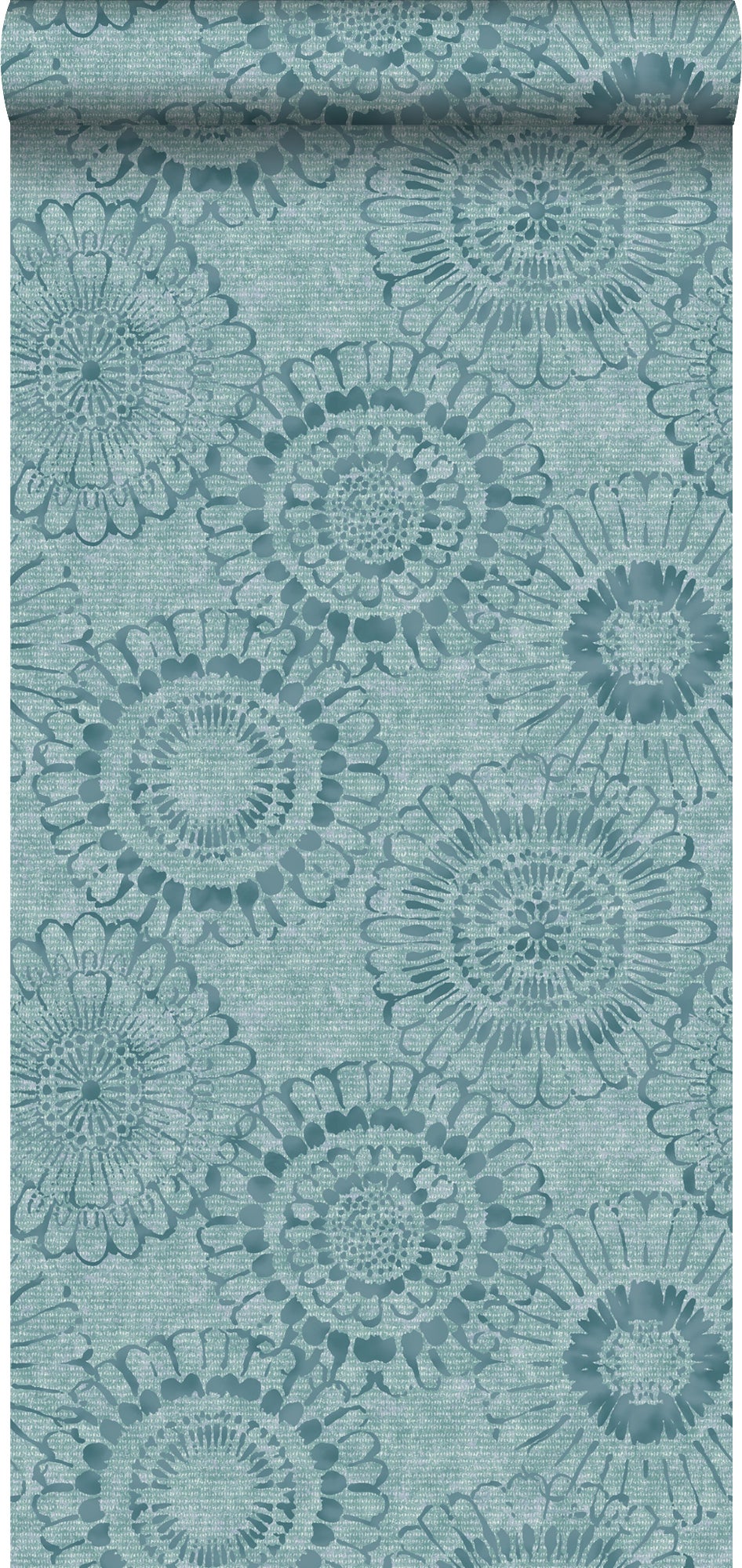 Papel pintado flores verde agua - 53 cm x 10,05 m - estahome