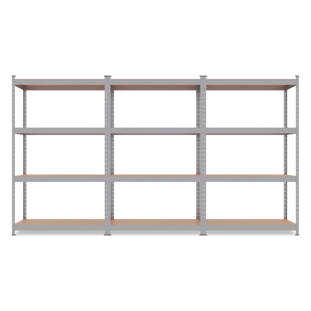 Triple étagère charges lourdes - 2M10 de long -12 plateaux - 210 X 150 - 30 cm - Gris - 5