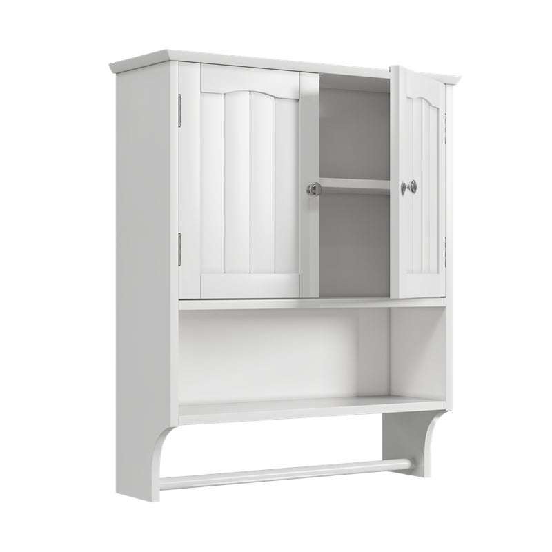 Armadio da Bagno a Muro Bianco con Porta Cassetto e Porta Asciugamani - Mobile Medico con 2 Mensole Regolabili - Design Moderno e Funzionale - 5