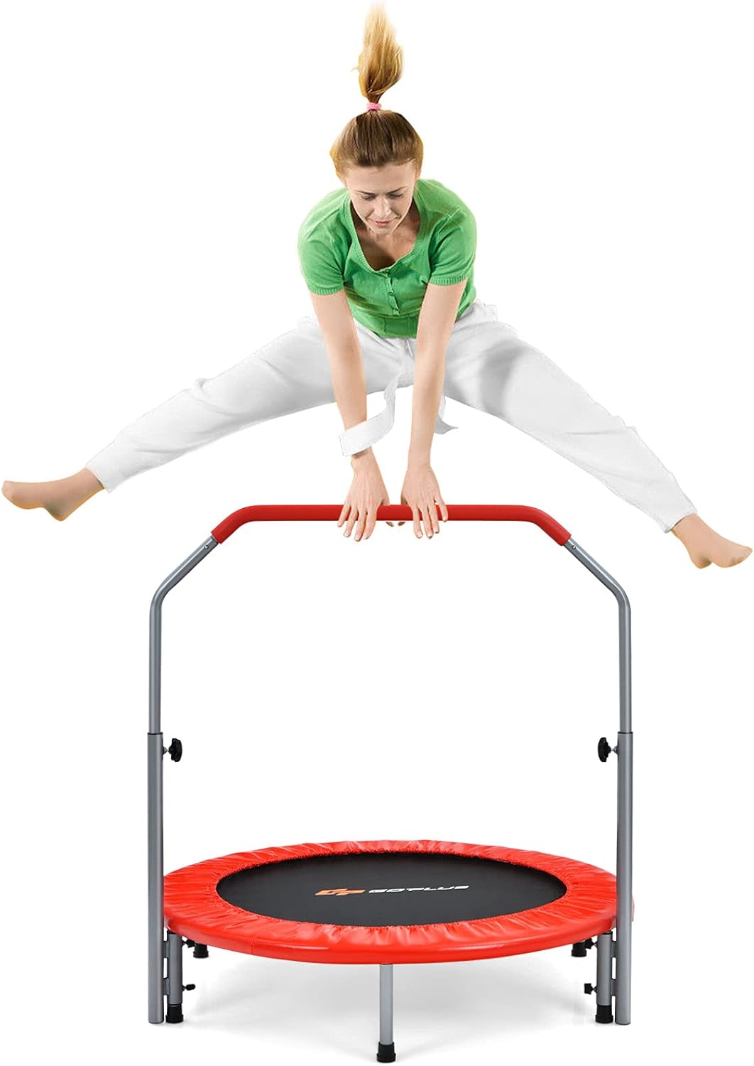 Trampolín 40 Pulgadas Silencioso Mini Cama Elástica Newan 40" - Con Barra Ajustable, Silent Fitness, 330 Lbs Entrenamiento Cardiovascular