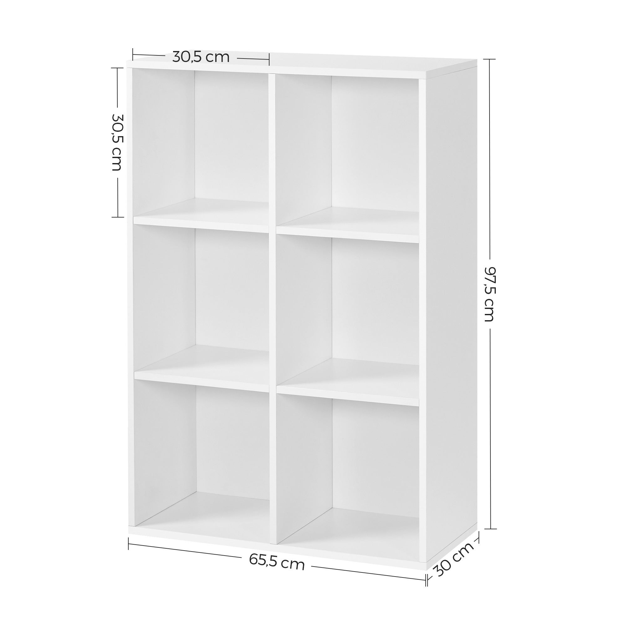 Bibliothèque, Étagère, Meuble de Rangement avec 6 Compartiments, Étagère sur Pied, Bibliothèque Cubique, pour Salon, Bureau, Salle à Manger, Blanc - 5