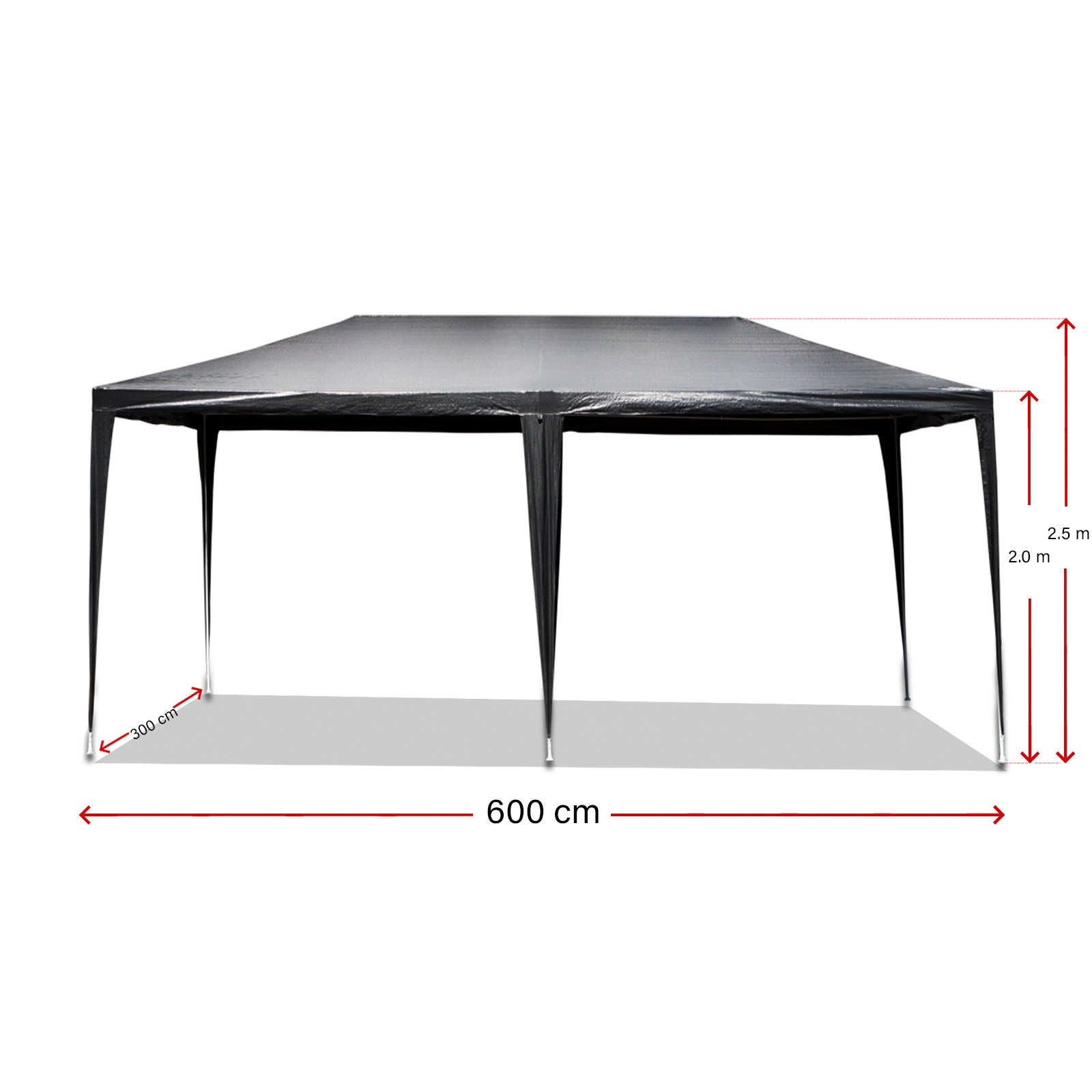 Wiltec Carpa de jardín 3 x 6 m gris con protección UV 50+, gazebo con laterales enrollables, pabellón para fiestas con ventanas, ideal para terraza... - 9