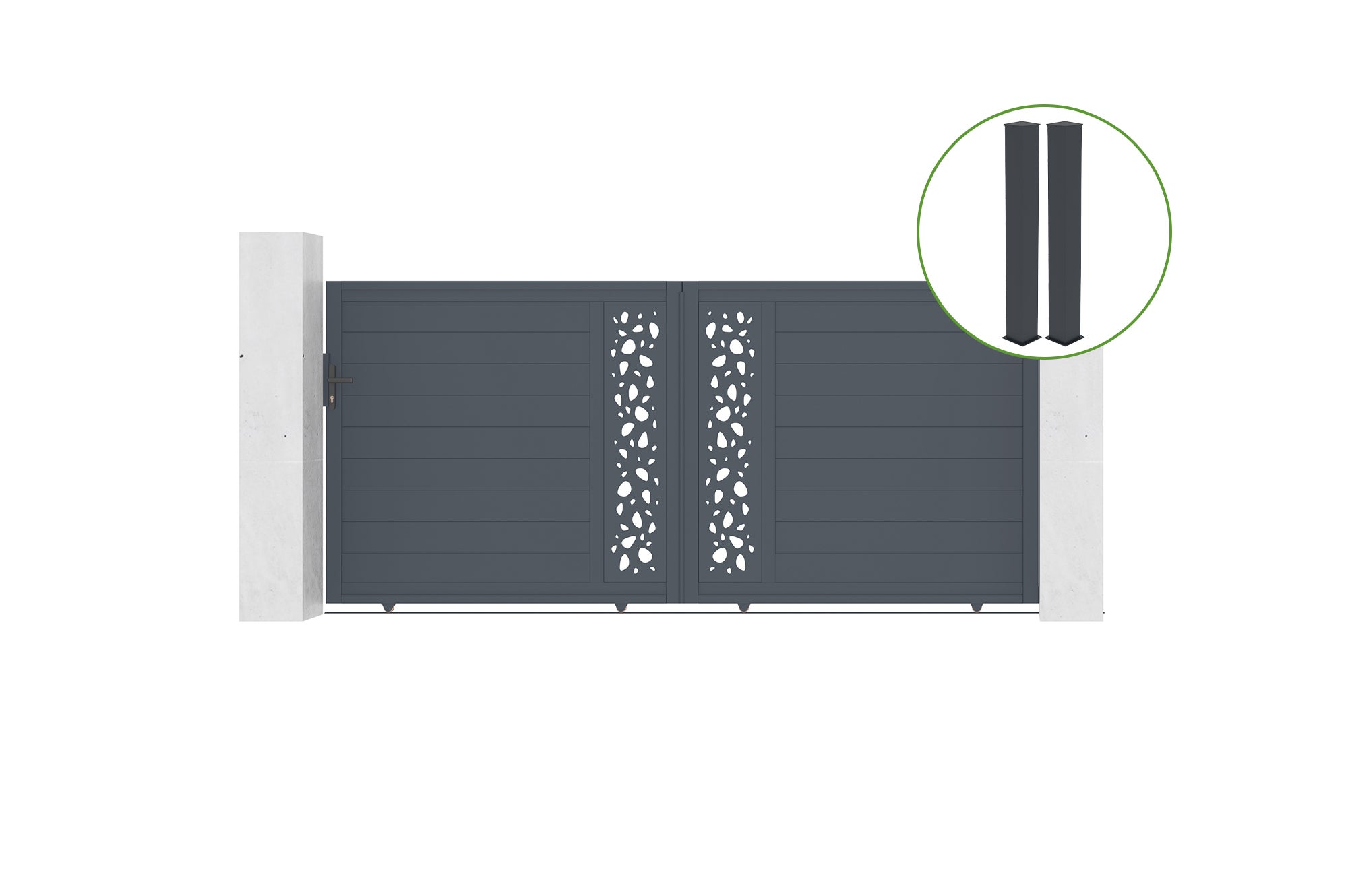 Brama przesuwna 3,5m VELETA wys. 160cm aluminium szare + 2 słupki 20x20cm wys. 1