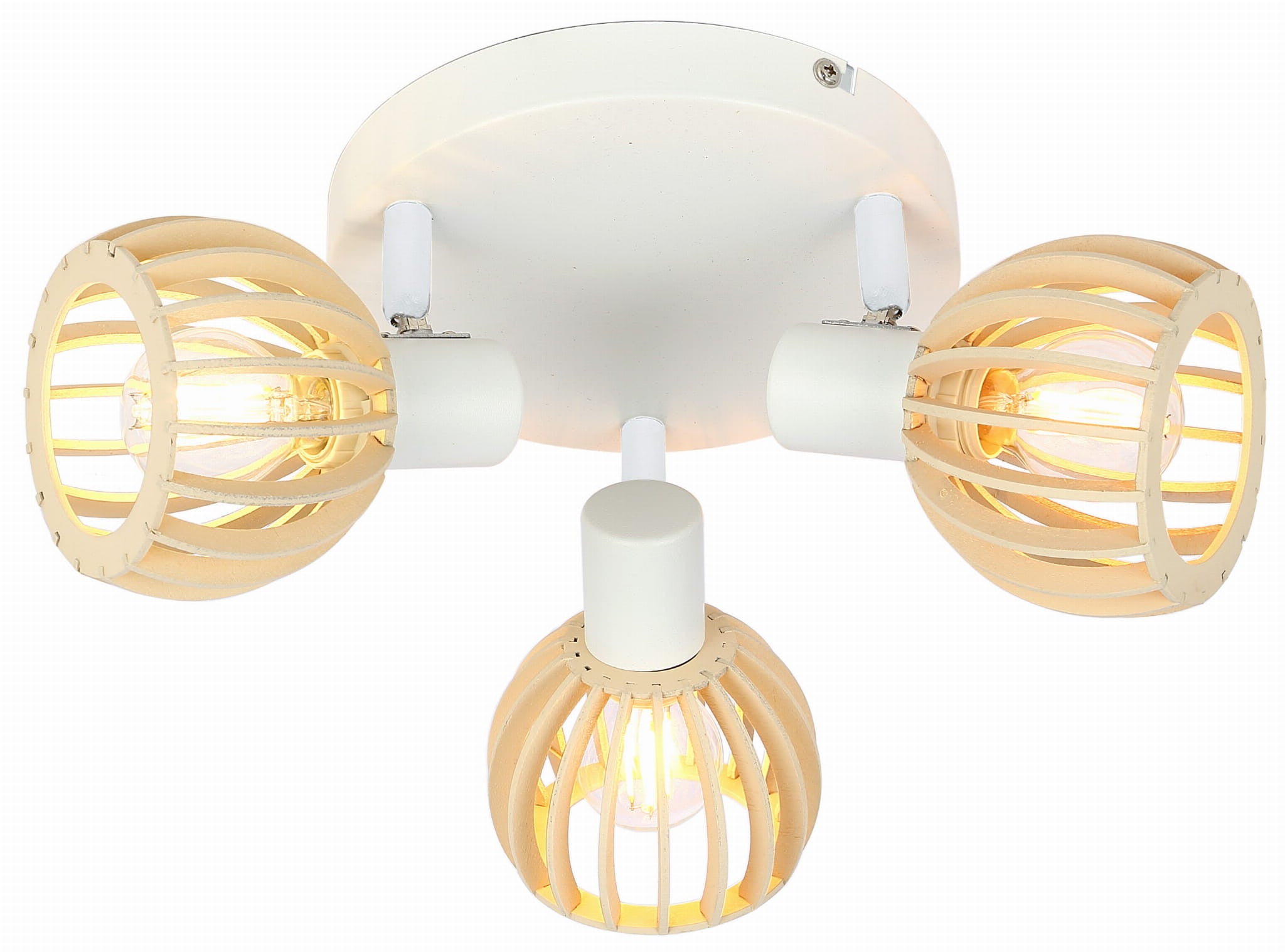 Lampa sufitowa wisząca Atarri biała jasne drewno 3xE14x25W wym: 18 x 35 x 35 cm metal Candellux