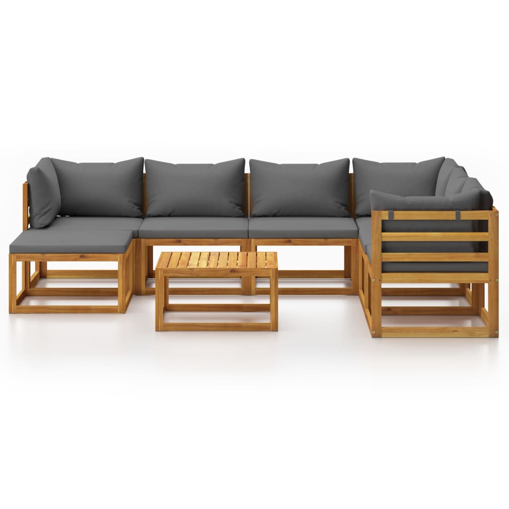 Salon bas de jardin en Bois Gris 7 personnes - 4