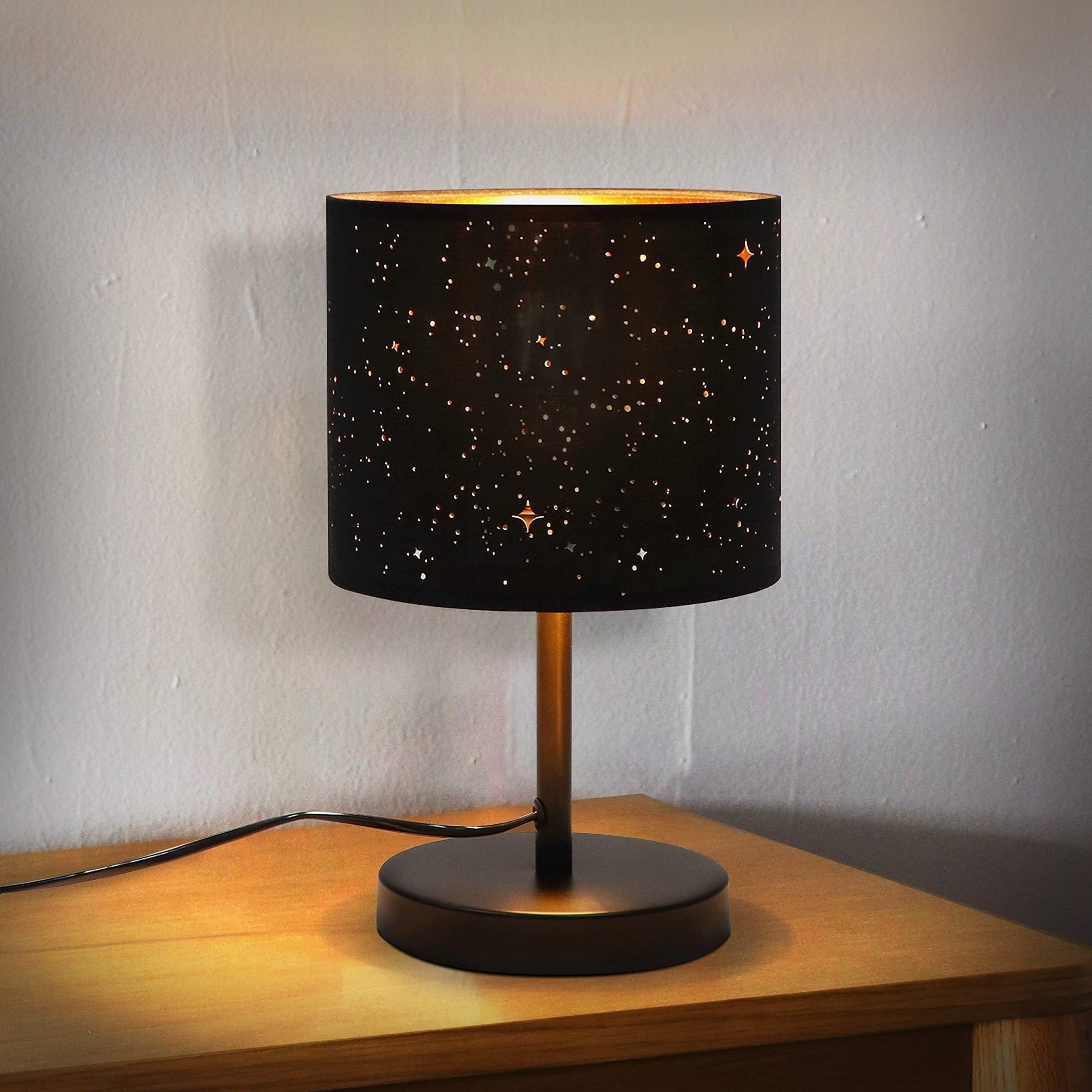 NETTLIFE Lampka nocna Vintage E27 Abażur z tkaniny Starry Sky Prezenty świąteczne z przełącznikiem kołyskowym