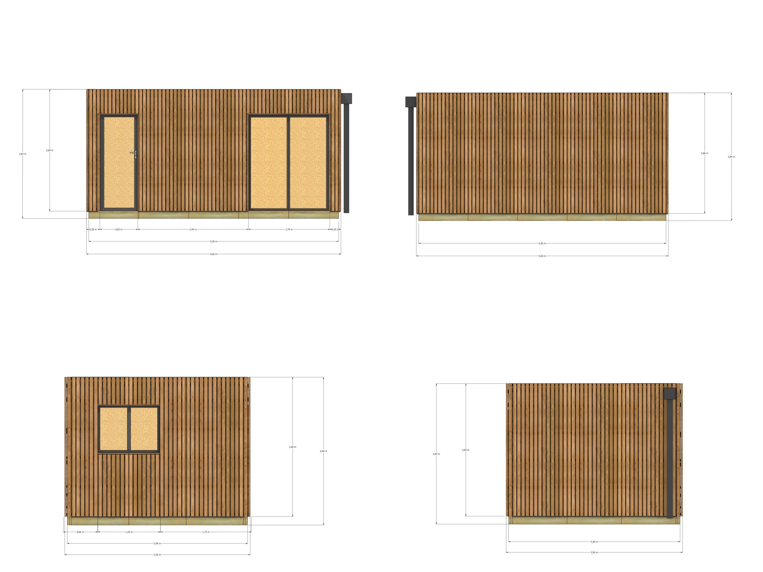 Dépendance jardin sans permis en bois 5,5 x 3,5 x 2,7 m avec plancher isolé - 4