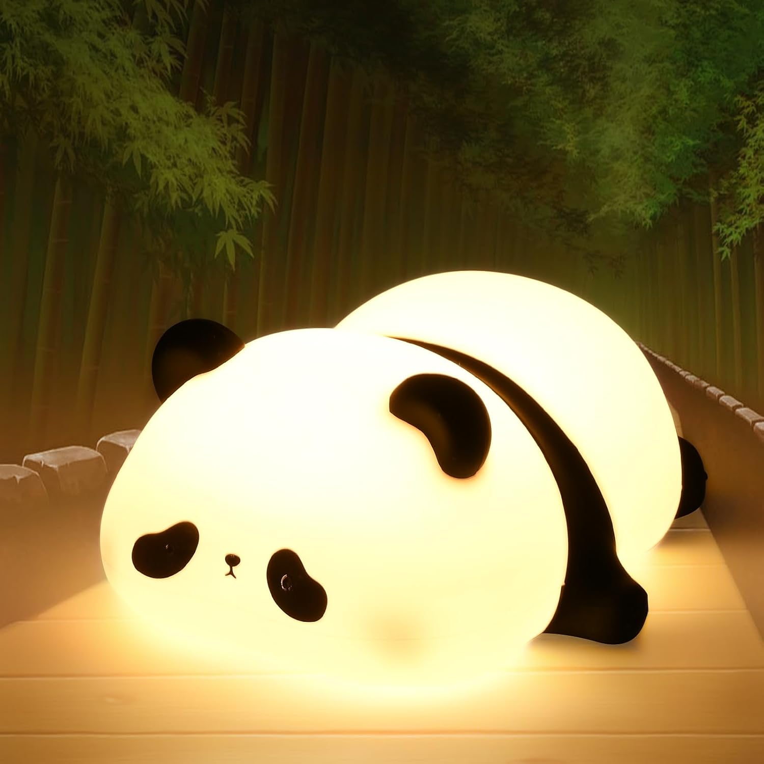 Lampka nocna dla niemowląt panda, urocza lampka nocna dla dzieci, dotykowa lampka nocna z miękkiego silikonu, dekoracja biurka do sypialni