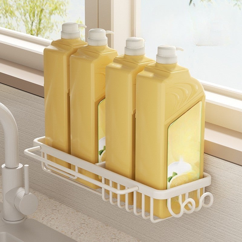 Étagère de cuisine noire sans perçage – Support évier compact 37,5×12×6 cm pour éponges, chiffons et lingettes, aluminium durable - 2