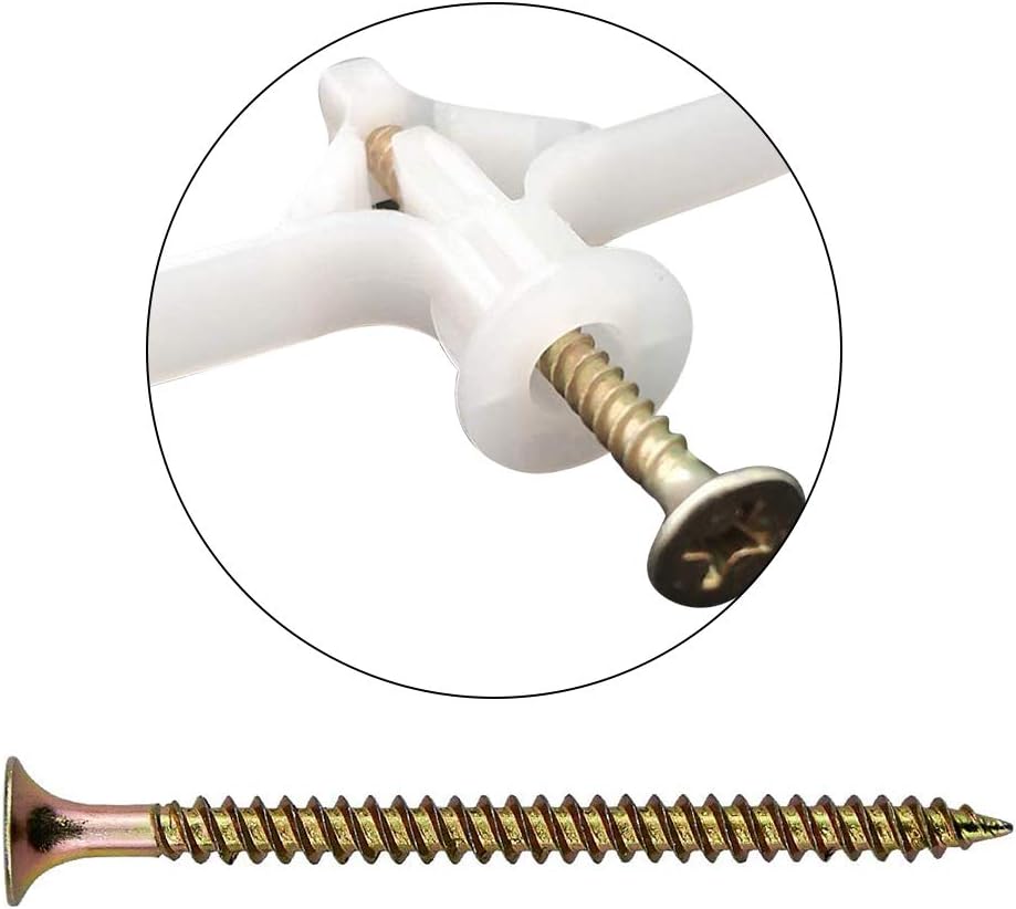 Ensemble d'ancrage pour mur creux de 50 pièces, kit d'ancrage pour cloison sèche avec vis, ancrages pour mur creux auto-perceurs - 3