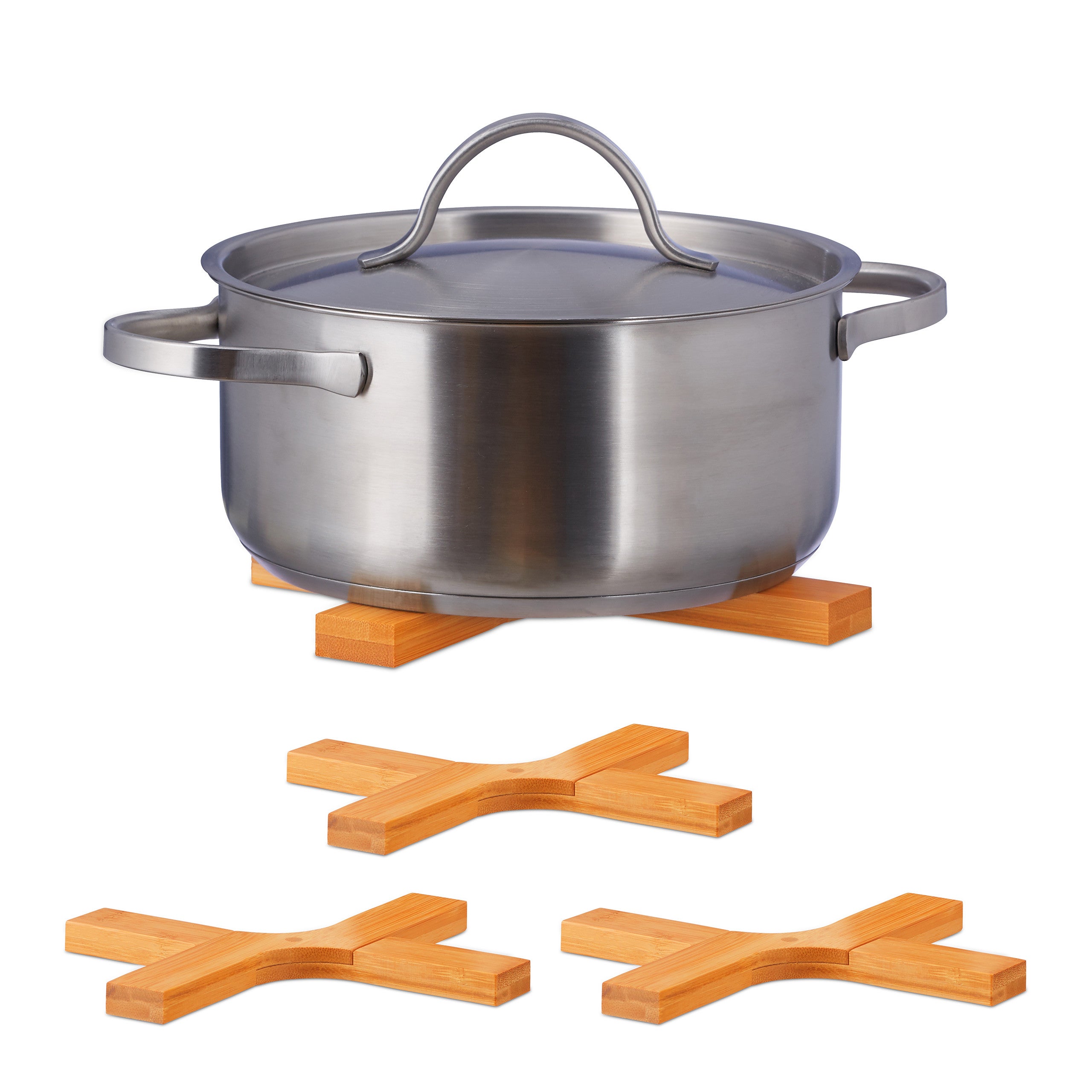 TARUNMO Sottopentola In Bambù Set Da 6 Pezzi – Sottobicchieri In Legno Con Base Antiscivolo, Per Tazze Calde E Pentole, Diametro 10 Cm - 4