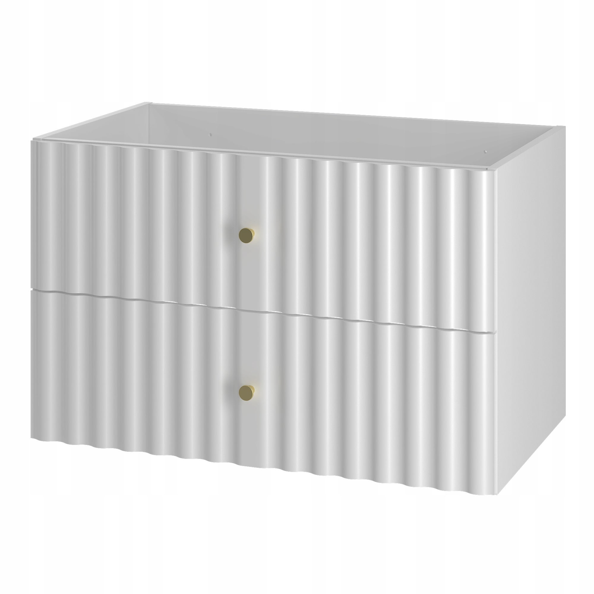 Szafka łazienkowa AQUA 80 cm biała ryflowana fronty złote uchwyty