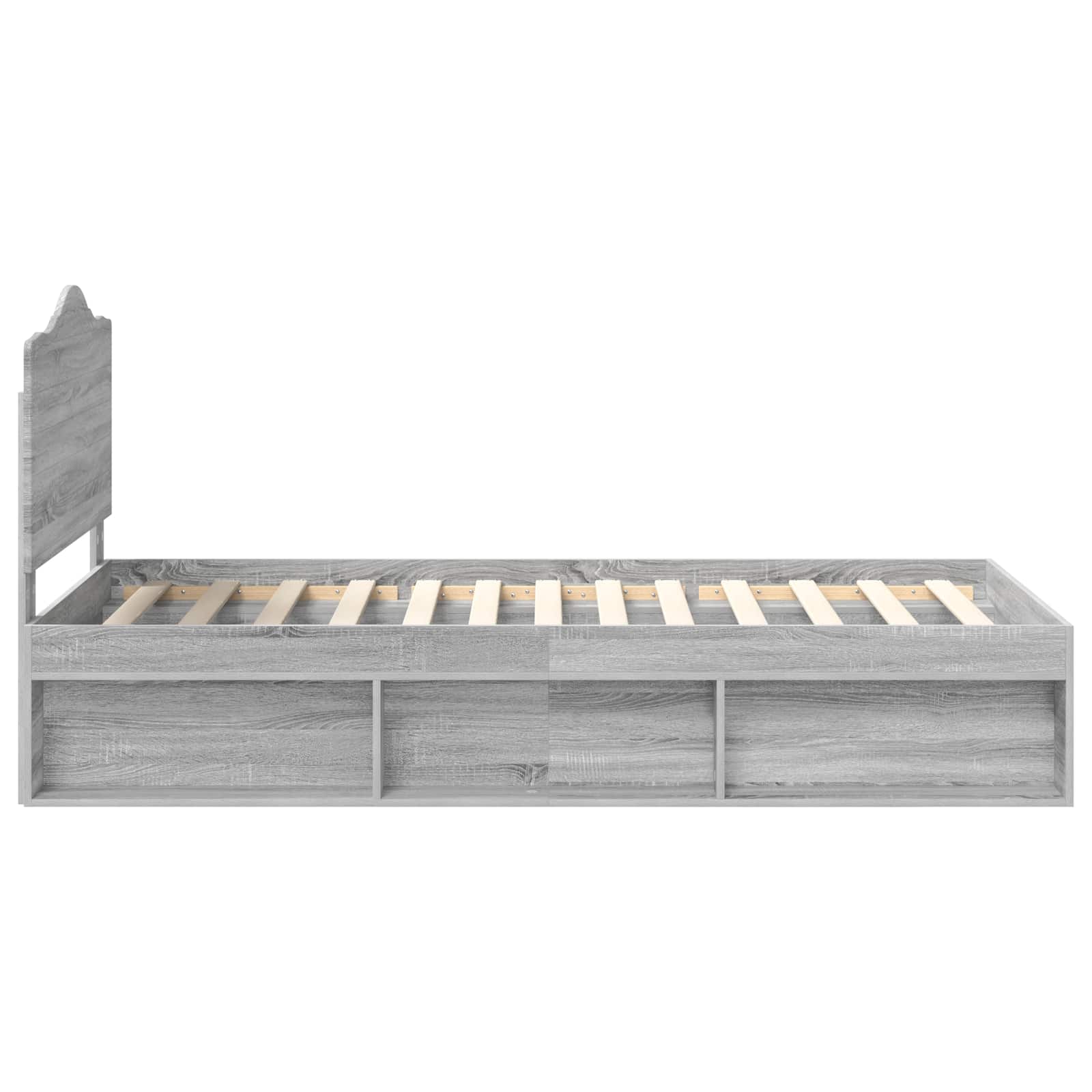 Cadre de lit en pin massif gris pour la chambre, 75 × 190 cm - 7