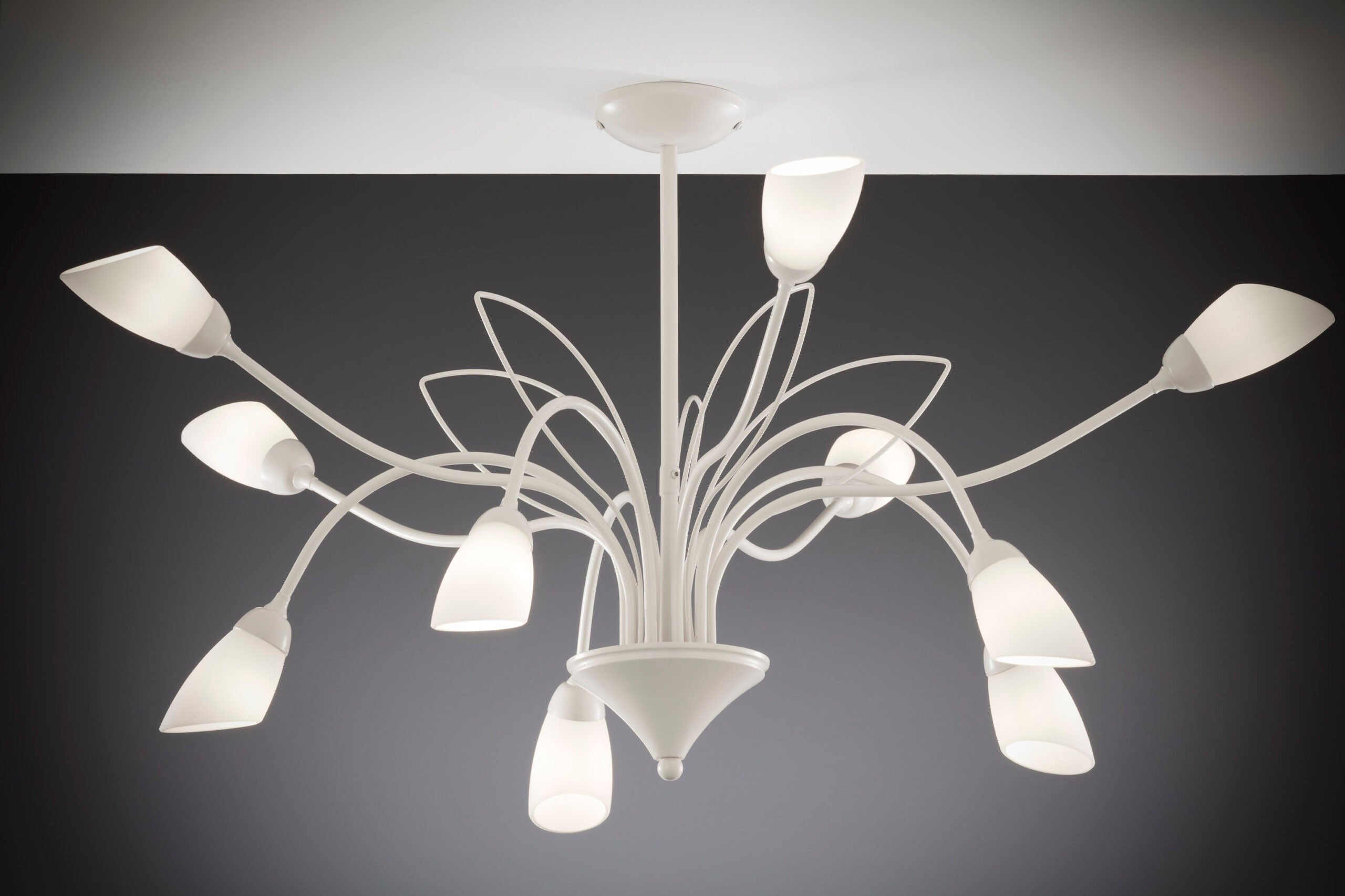 Lampa sufitowa GLORIOSA biała piaskowa 10xG9x8W metal wym:50x81x81cm IP20 Jupiter