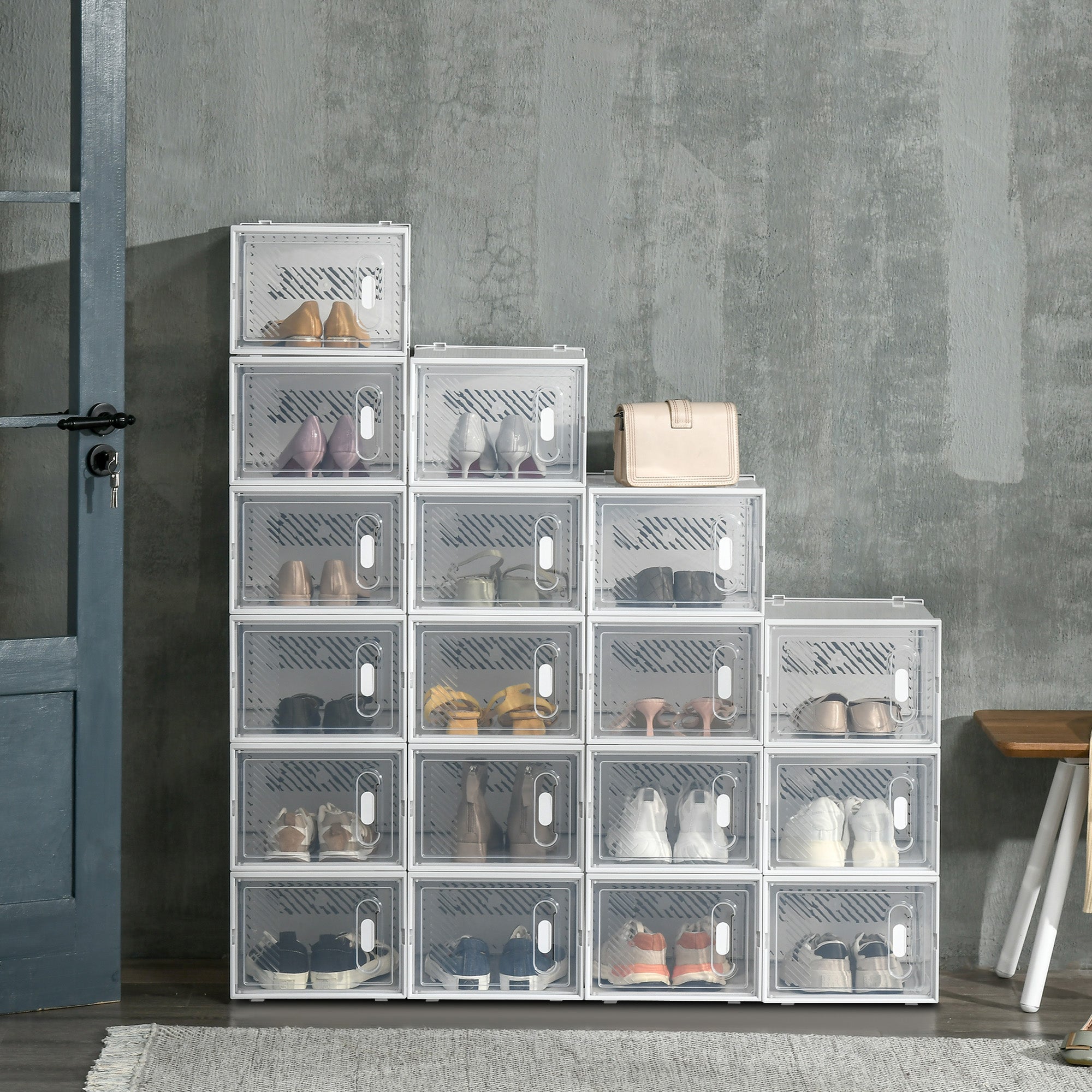 Meuble de rangement modulable, 18 cubes, meuble à chaussures empilables ...