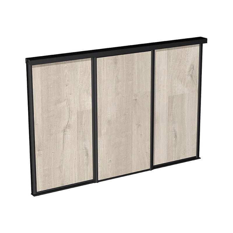 Kit SLID'UP 280 aluminium anodisé noir pour 3 portes de placard coulissantes 18 mm - rail 3 m - 50 kg - 4