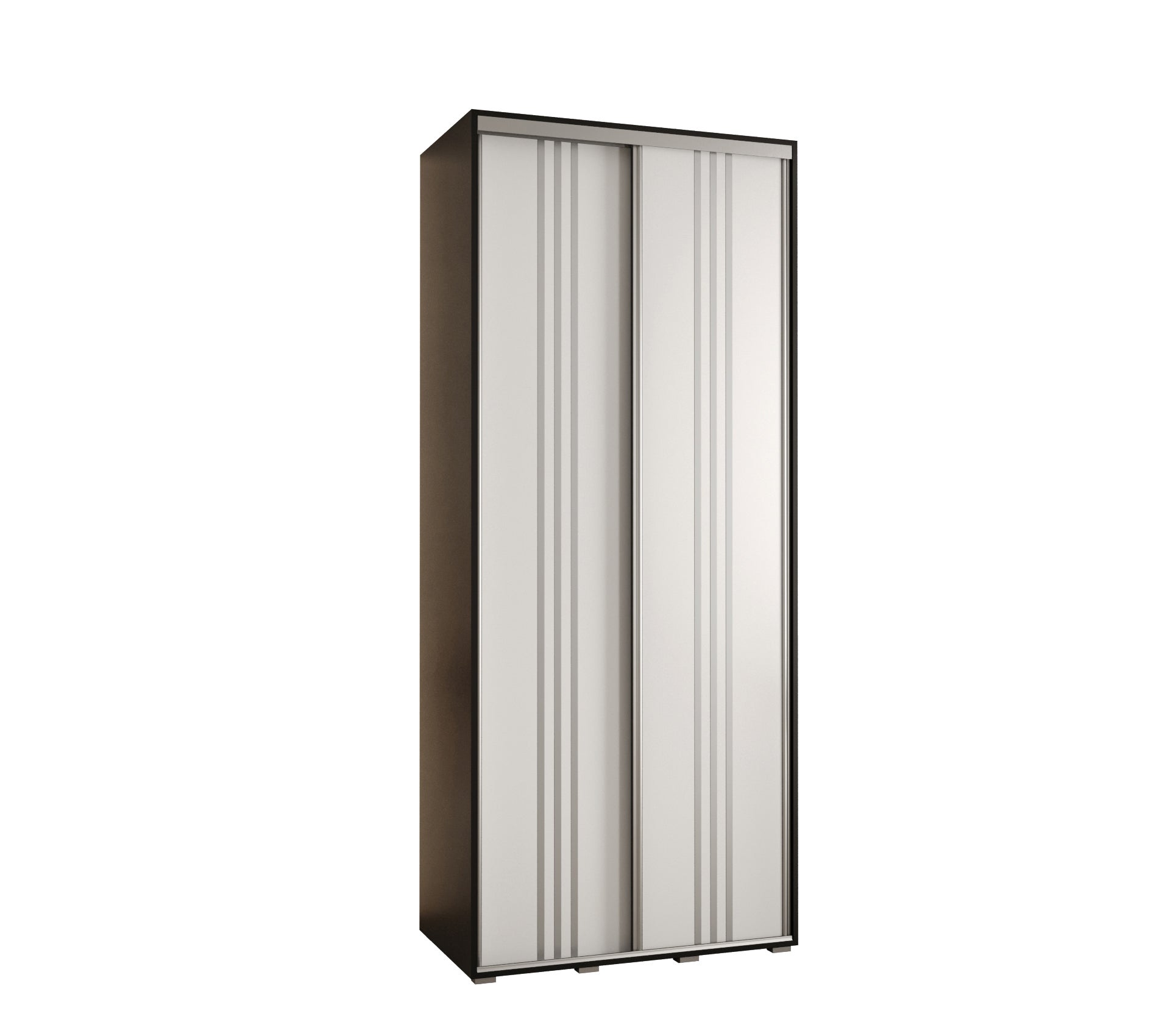 Szafa przesuwna wysoka Davos 6 100 x 45 x 235,2 cm czarny + biały + u. srebrny - Abiks Meble