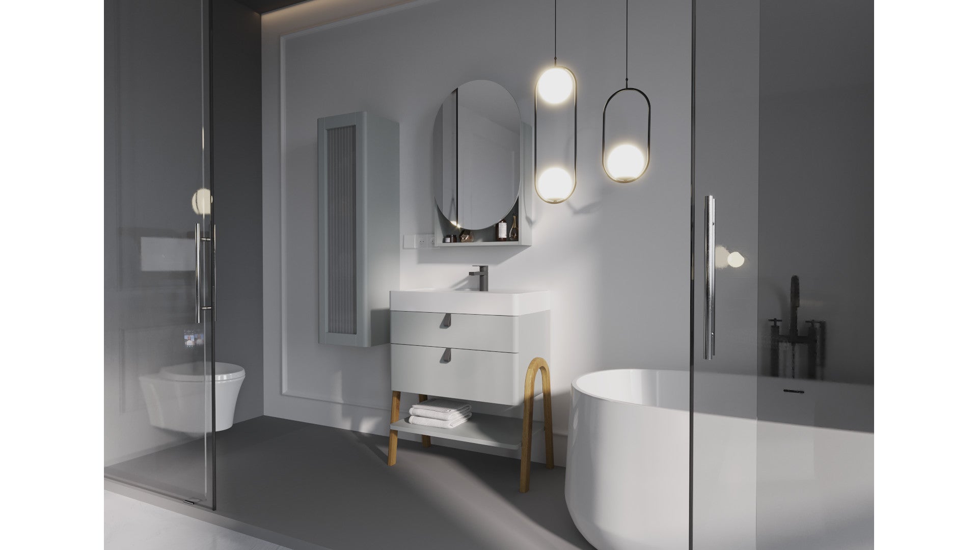 Umywalka wpuszczana MOSS Solid Surface 70 cm biały mat bez o - 3
