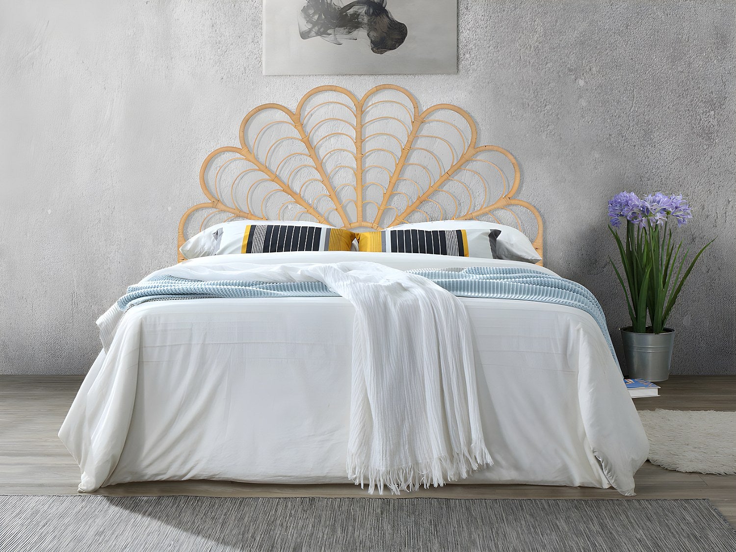 Tête de lit 140 cm - Rotin - Naturel - FLOSIA - 4