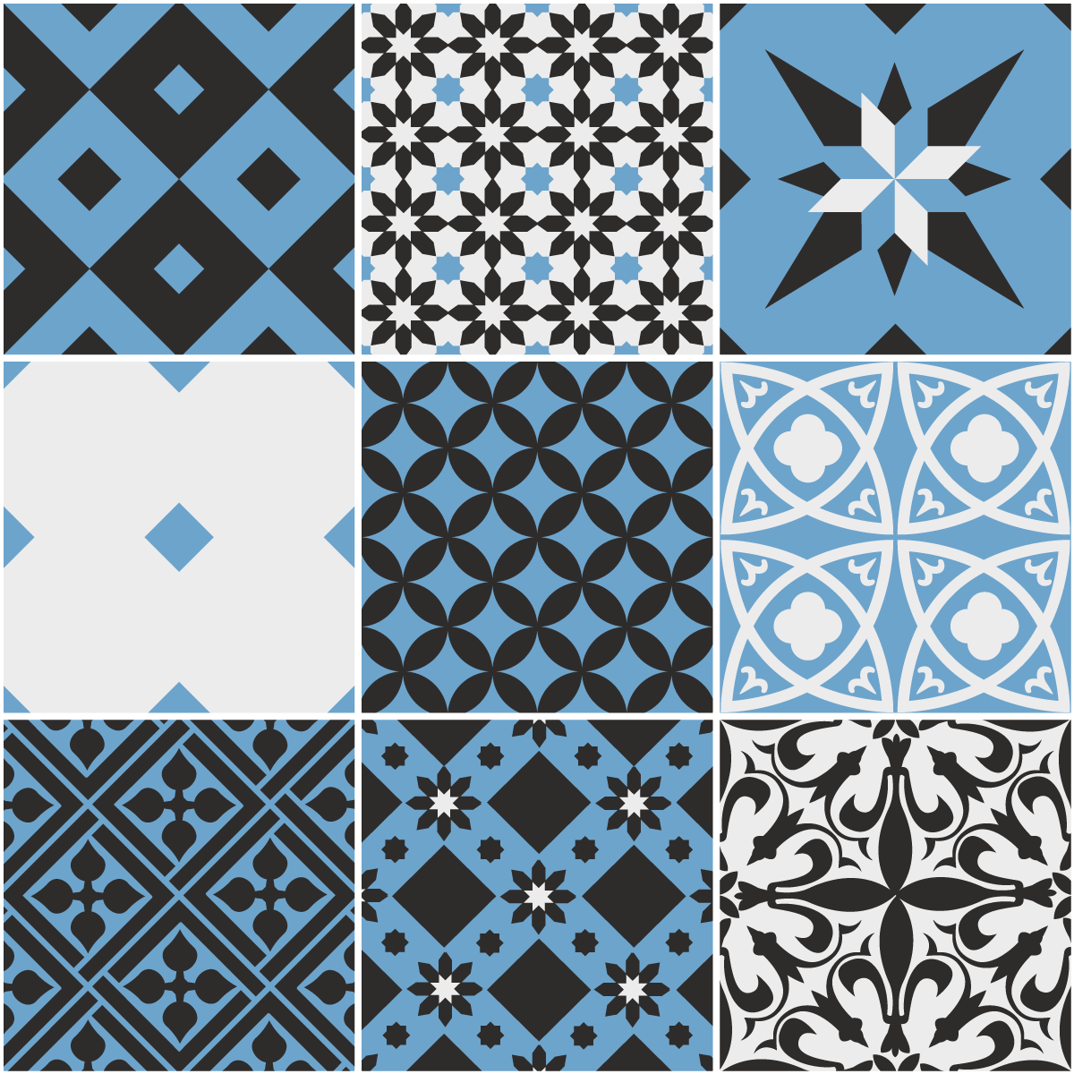 9 adesivi piastrelle di cemento azulejos thimotea - Sticker adesivo - adesivi murali - 9stickers10x10cm - 2