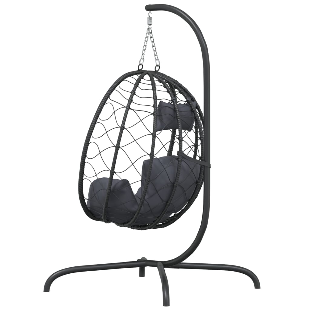 Cadeira ovo suspensa com almofada de aço e rattan sintético antracite - 5