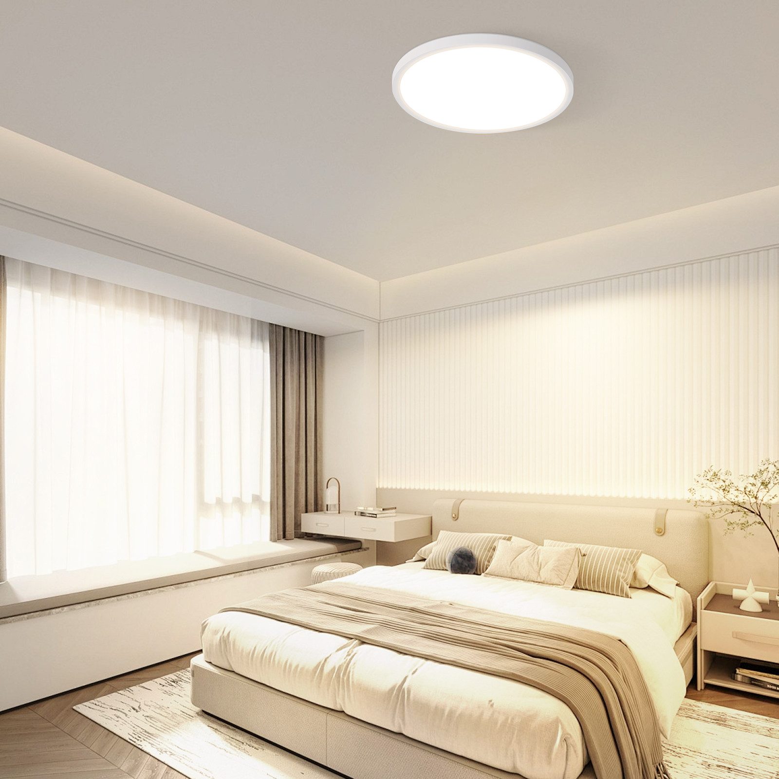 NETTLIFE Lampa sufitowa LED do łazienki, płaska, 24 W, okrągła, biała, do kuchni, nieściemnialna - 8