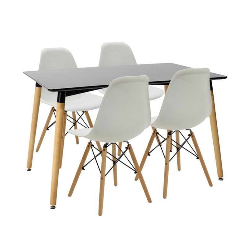 Ensemble Table + 4 Chaises Salle à Manger - Beige - Bois - Occasion - Lot De 5