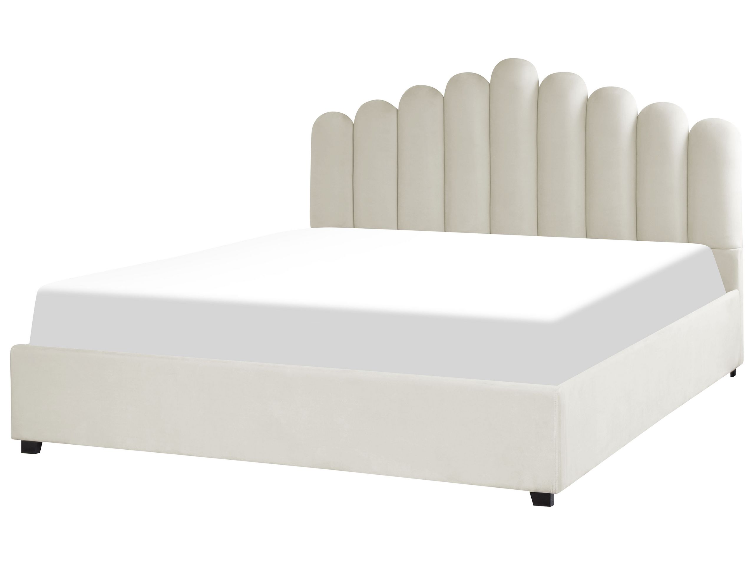 Letto contenitore Velluto VINCENNES 180 x 200 cm Bianco sporco - 4