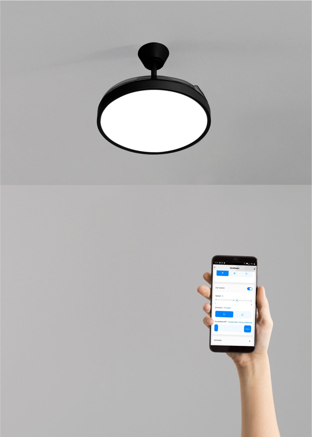 Ventilateur Plafond CREATE Avec Lumière Et Télécommande - 6 Vitesses, Minuterie, Pales Rétractables Et Mode été/hiver