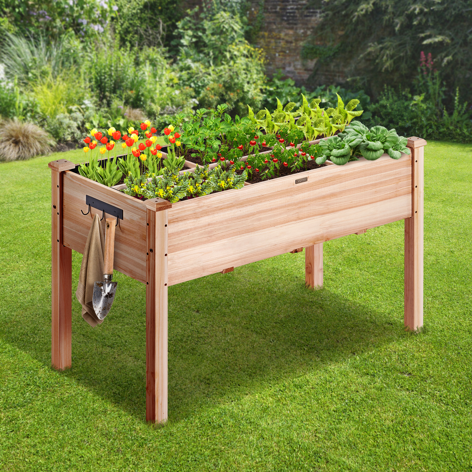Jardinière Surélevée VEVOR 120x58x76cm Lit de Jardin Potager en Bois de Sapin Bac de Plantation avec Pieds pour Cultiver Fleur Végétaux Herbes Plantes - 8