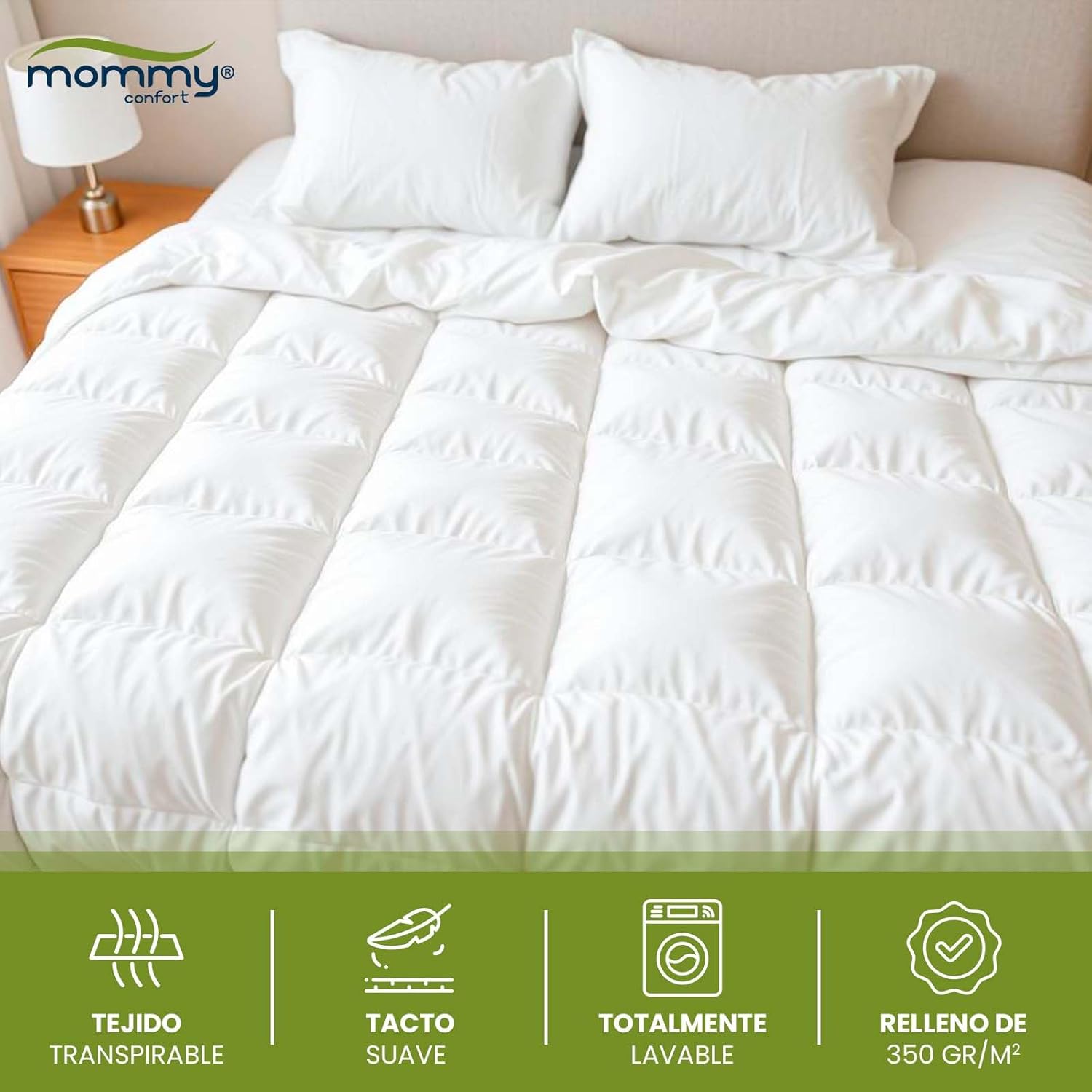 Edredón Relleno nórdico 240x220 350gr/m² Para Cama de 150