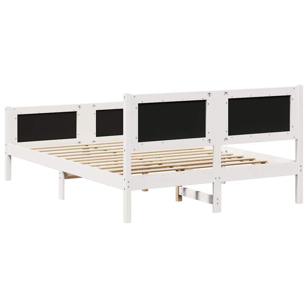 Cadre de lit avec tête de lit blanc et gris clair pour la chambre, 135 × 190 cm - 7