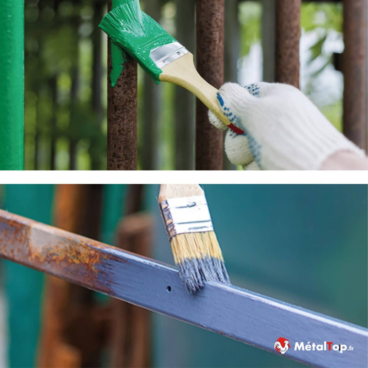 Peinture Direct Rouille - Metaltop - Vert oxyde chromique - RAL 6020 - Pot 15L - 7