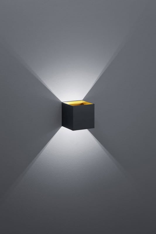 Kinkiet LED LOUIS czarny-mosiądz-złoty 4.3W Ciepła biel 430lm aluminium wym:10x10x10cm IP20 Trio