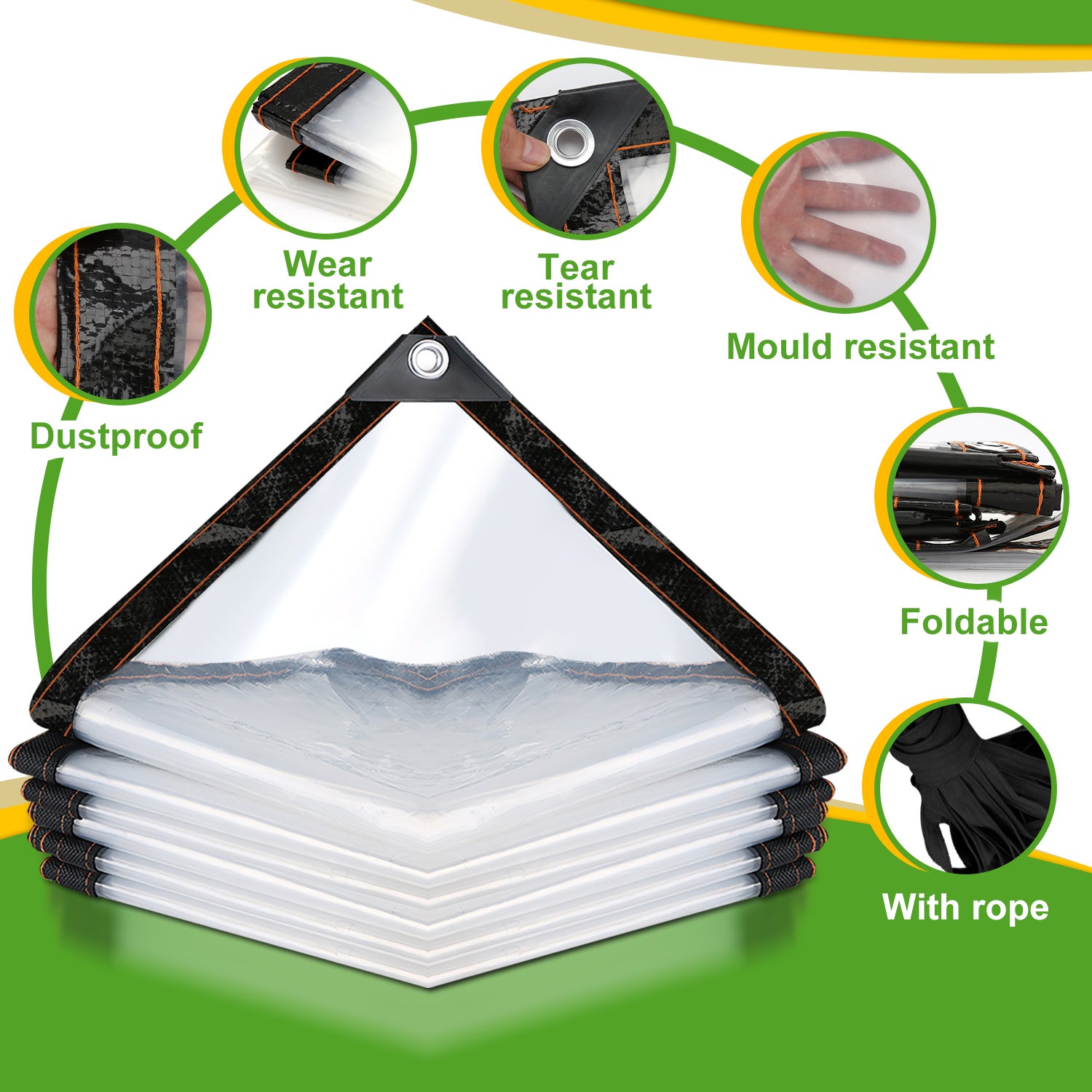 Bâche transparente imperméable de dimensions 300 x 500 cm, idéale pour protéger votre serre, terrasse ou jardin - 3