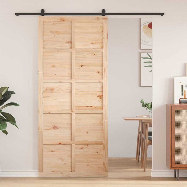 Porta del fienile Marrone 100 x 210 cm Legno di pino massello vidaXL