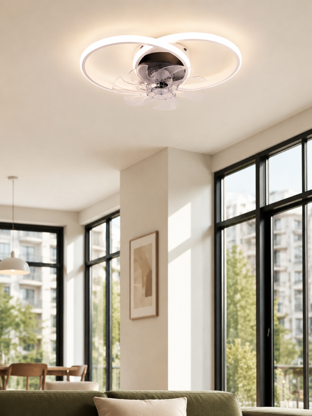 NETTLIFE Lampowentylator LED 36W Cichy, Nowoczesny, 3 Barwy Światła, 6 Prędkości, Pilot, Biały, do Jadalni Biura Pokoju Dziecięcego