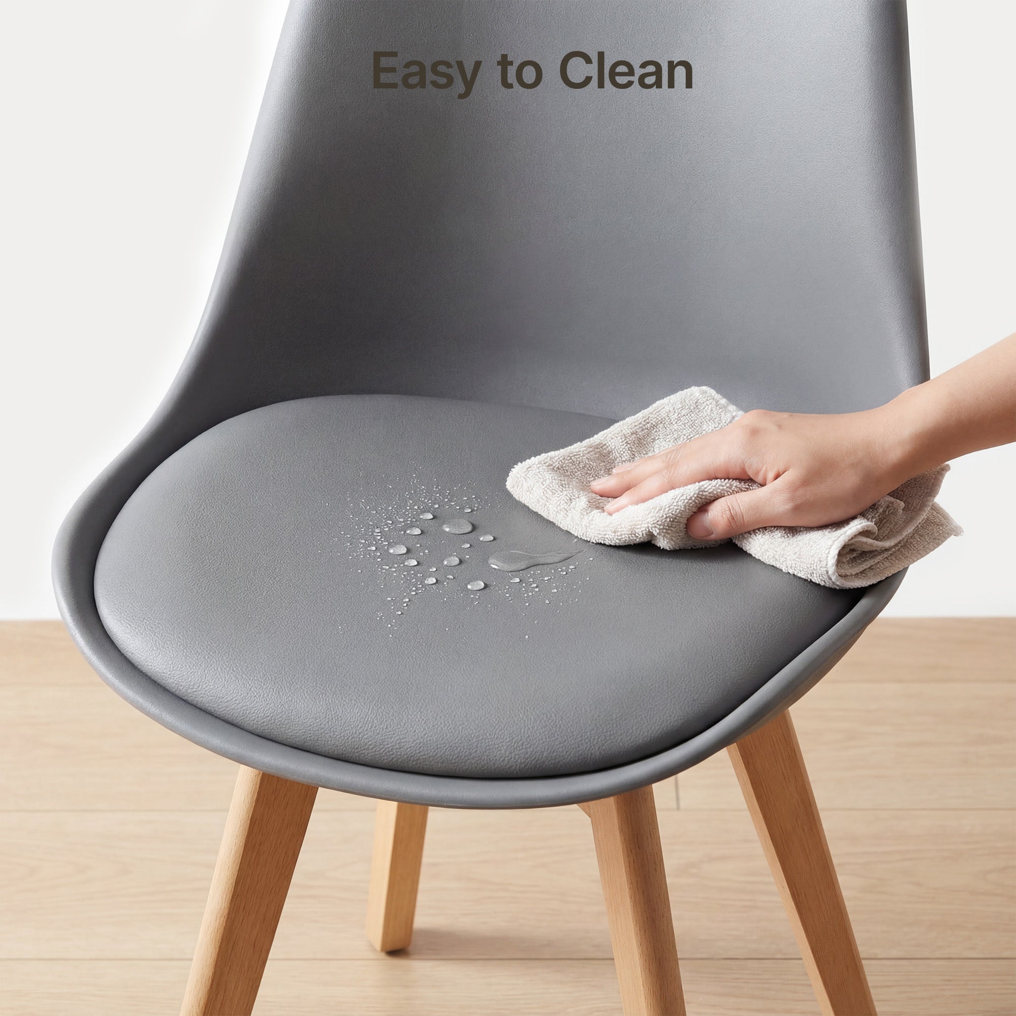 Chaise de cuisine 6 places gris,design scandinave moderne,dossier ergonomique,pieds en bois massif,assise rembourrée imperméable - 5