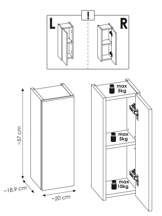 Meuble haut de salle de bain à suspendre NOVA OAK 20 x 57 cm - 8