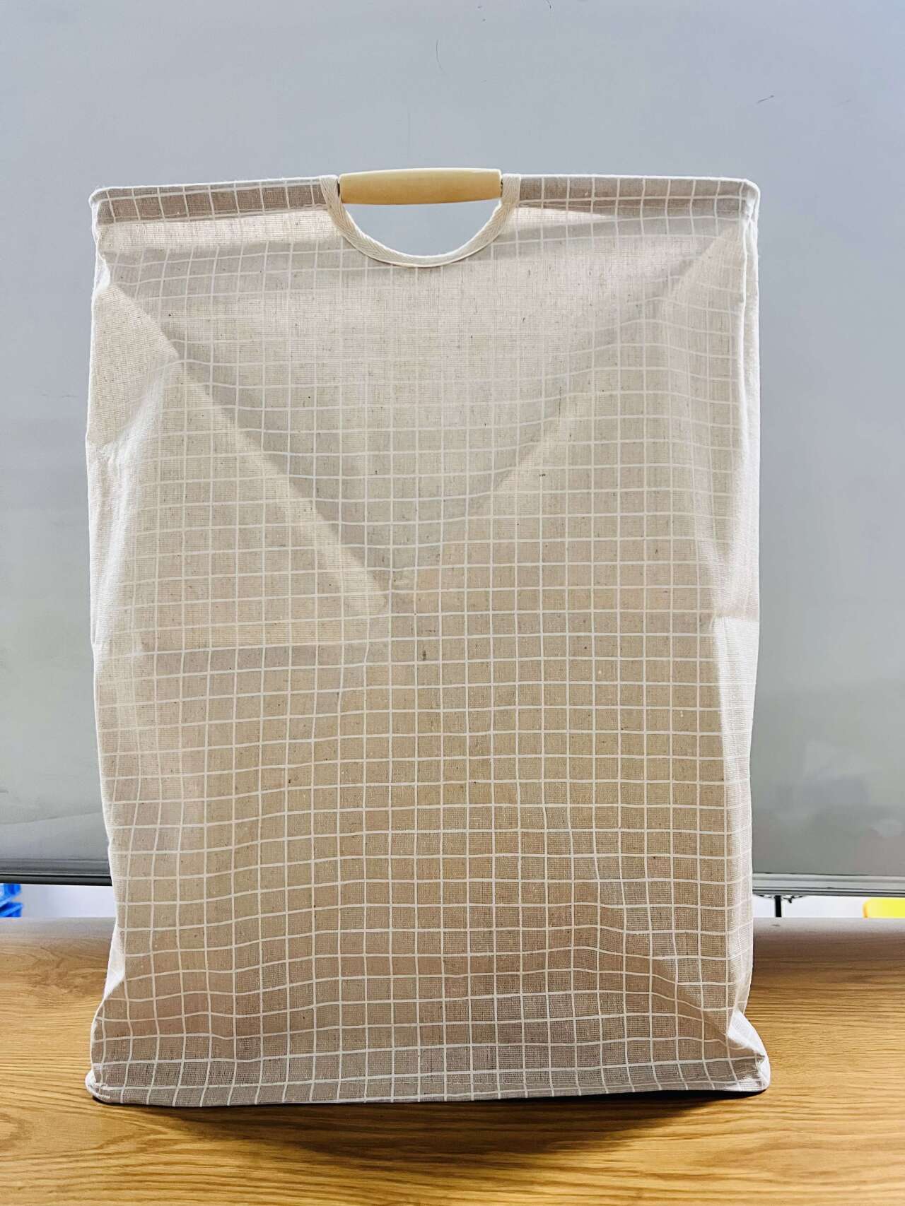 Kosz na pranie z podwójnym uchwytem, samodzielny kosz na brudną bieliznę, kosz do przechowywania 56*40*27cm, beżowa krata