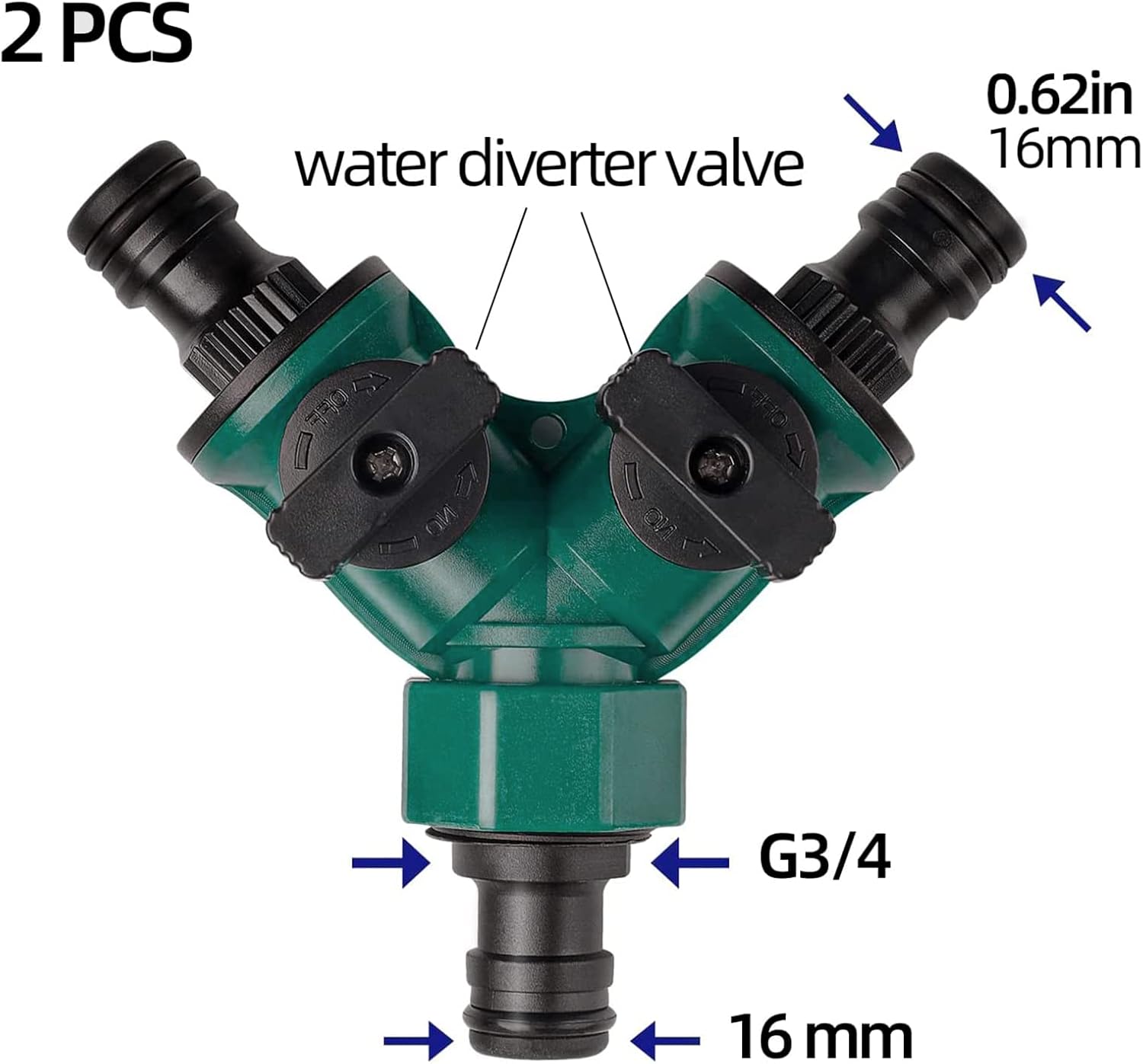 Ferm Valvola Di Scarico Doppia Per Rubinetto E Tubo Da Giardino - Distributore Acqua 2 Vie Con Raccordi
