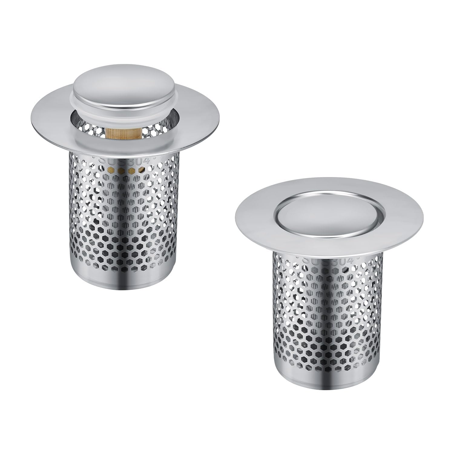 2 sztuki sitka do zlewu kuchennego, 33 × 50 mm kratka prysznicowa, korek zlewu typu pop-up z mosiężnym rdzeniem, do kuchni, łazienki, wanny