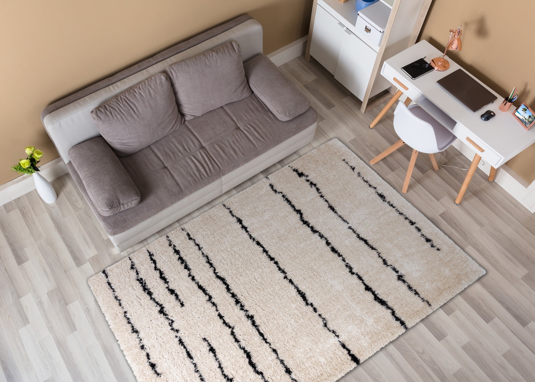 Dywan FLUFFY 2371 shaggy paski - krem / antracyt 160x220 cm - 5