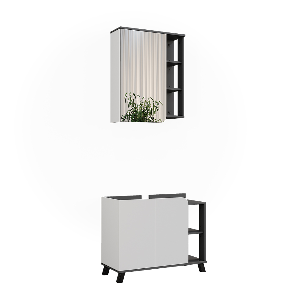 Vicco Zestaw mebli łazienkowych Karen, Antracyt/biały, 2 części