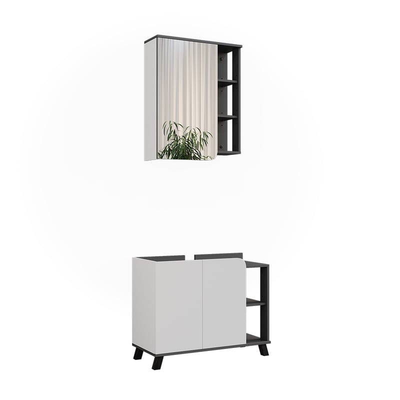 Vicco Zestaw mebli łazienkowych Karen, Antracyt/biały, 2 części