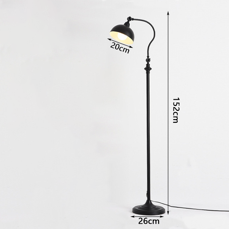 Lampadaire, douille E27, abat-jour réglable, 40 W, lampe arquée au design vintage, Noir - 2