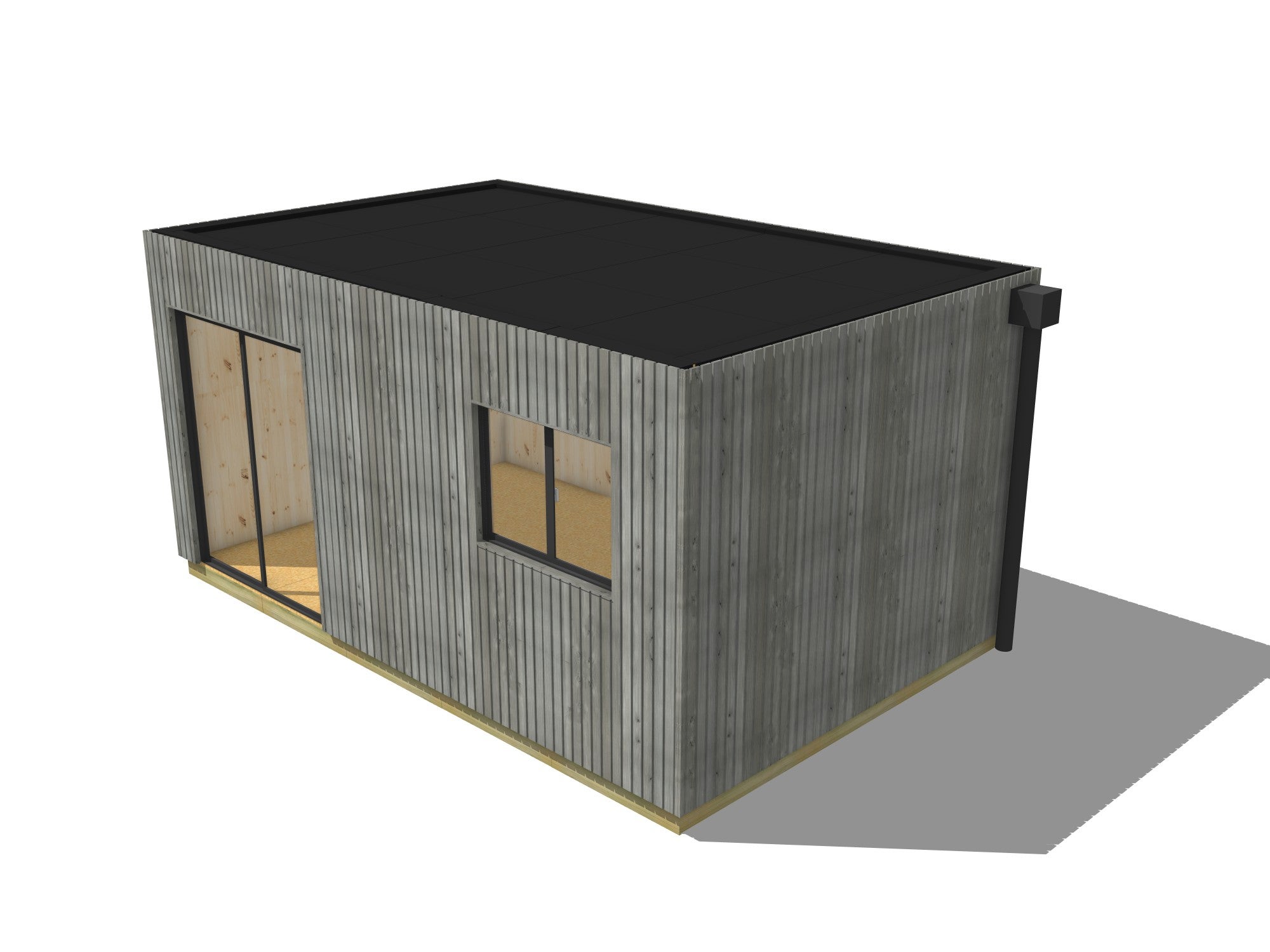 Bureau de jardin télétravail en bois 5,5 x 3,5 x 2,7 m avec plancher isolé - 2
